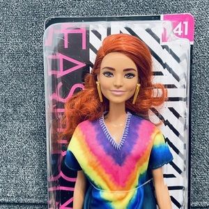 Barbie Fashionistas Doll #141 Red Hair Tie Dye Fringe Dress Boots Earrings NEW